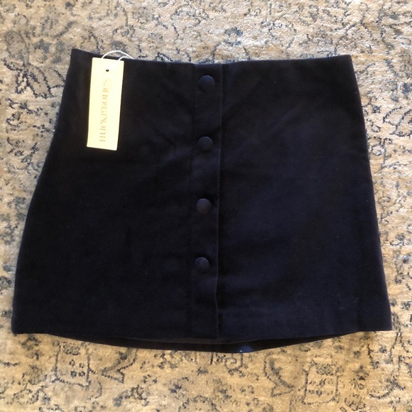 NWT Hucklebones London Design Deep Blue Velvet Skirt with Buttons 10 - Picture 2 of 3